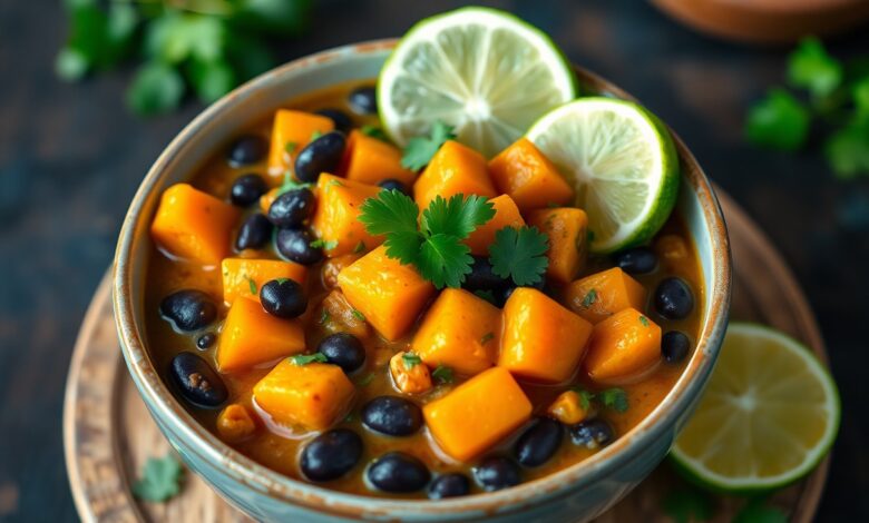 Vegan Recipe- Jerk sweet potato & black bean curry 1 Vegan Recipe- Jerk sweet potato & black bean curry